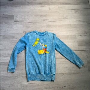 Bart Simpson Blue Acid Wash Sweatshirt | Kids Crewneck